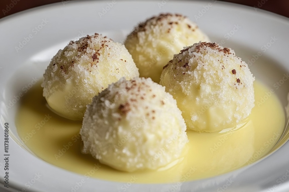 Creamy Vanilla Dumplings in a Custard Sauce Creamy Vanilla Dumplings in a Custard Sauce