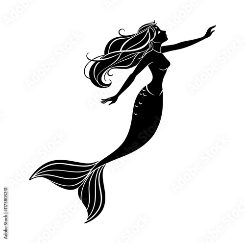 Tableau sur toile Mermaid Silhouette Vector Graphics for Designers