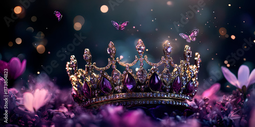 Romantic style fantasy crown with flowers and other fine details.