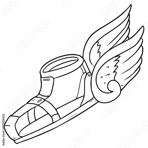 talaria shoes or winged boots illustration hand drawn outline vector