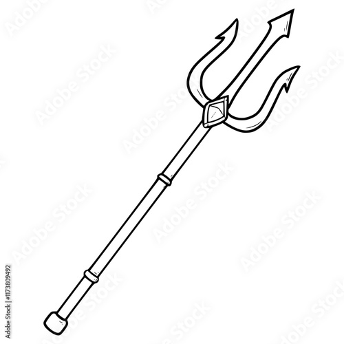 trident illustration hand drawn outline vector