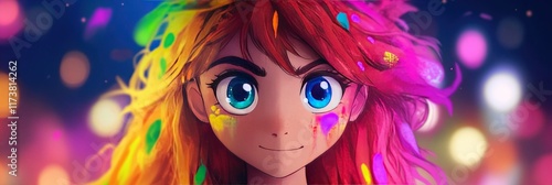 anime holi holiday celebration