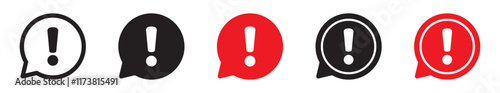 Speech bubble with exclamation mark icon. Exclamation sign icon, important mark, warning speech bubble.