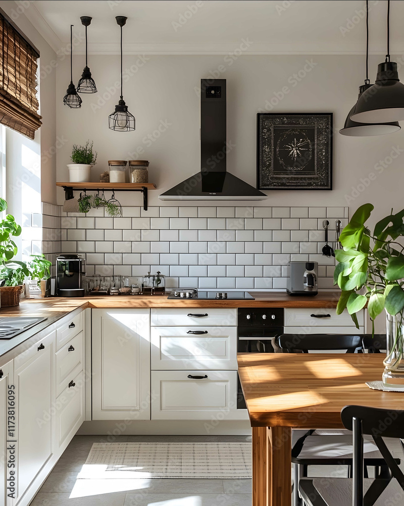 Fototapeta premium interior design kitchencozy atmosphere day light bright sun