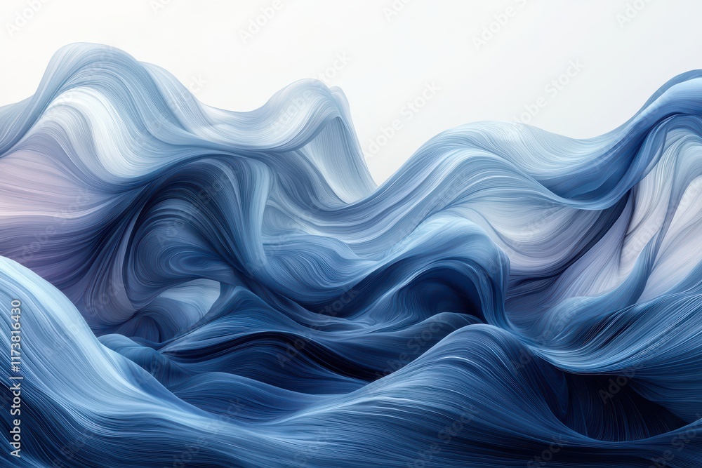 Obraz premium A serene, abstract wave-like formation of soft blue hues, evoking a sense of calm and fluidity.