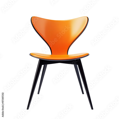 Modern Orange Chair: An aesthetically pleasing chair with a sleek, modern design and vibrant orange seat, striking a balance between comfort and contemporary style.