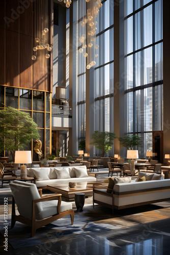 A Glimpse into the Grandeur: The High-End Aesthetics of a Hyatt Hotel Lobby photo