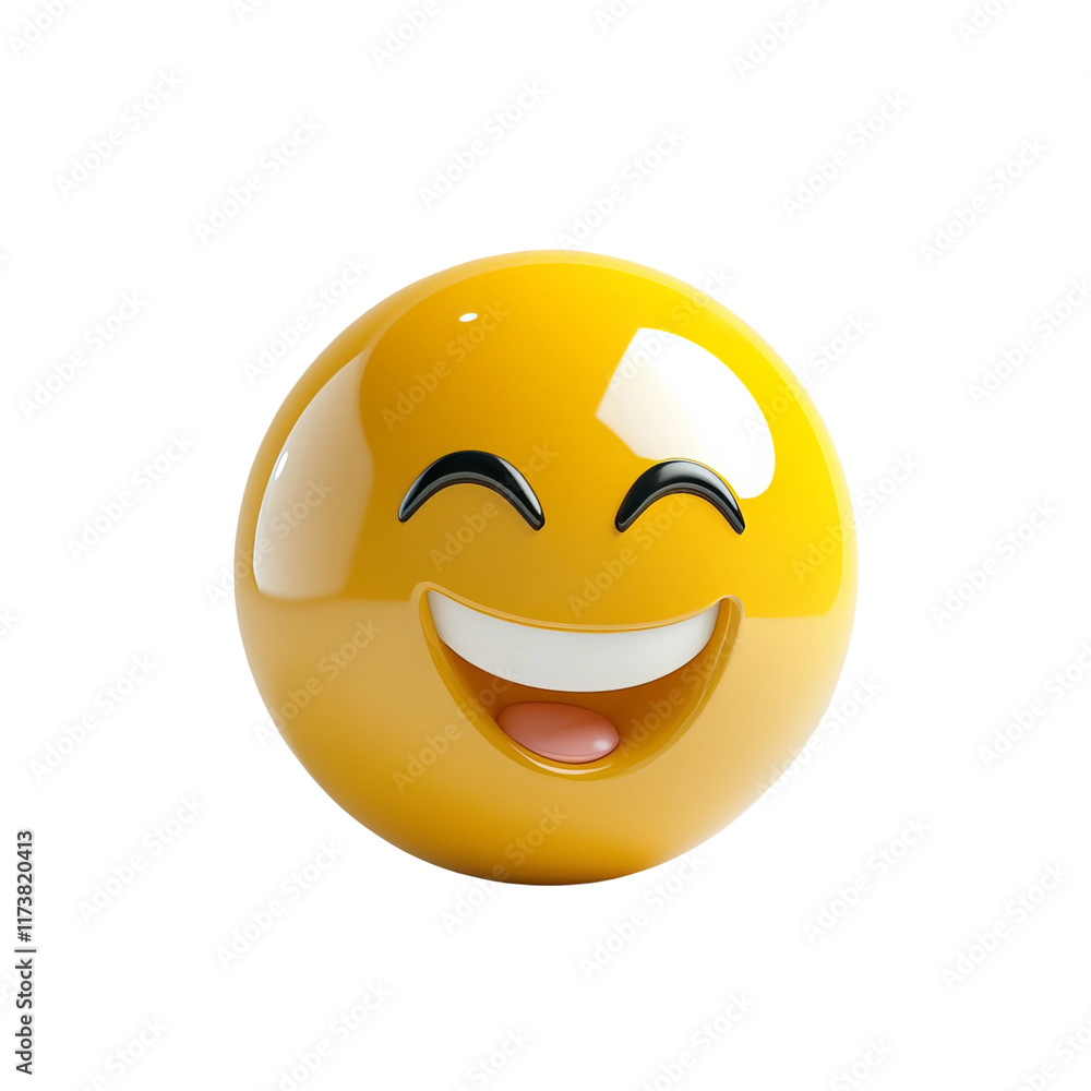 Fototapeta premium Emoticon of Joy: A vibrant yellow smiley face, radiating pure joy and positivity. This emoticon embodies happiness, cheerfulness, and optimism.