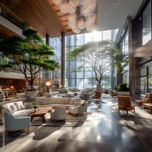 A Glimpse into the Grandeur: The High-End Aesthetics of a Hyatt Hotel Lobby photo