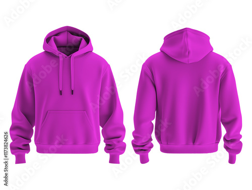 Wallpaper Mural Bright purple hoodie displayed from front and back at a casual clothing showcase Torontodigital.ca