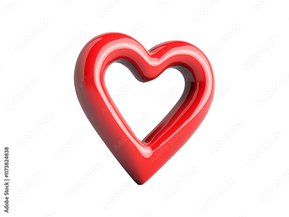 Red heart symbol in three-dimensional design for love and affection representation