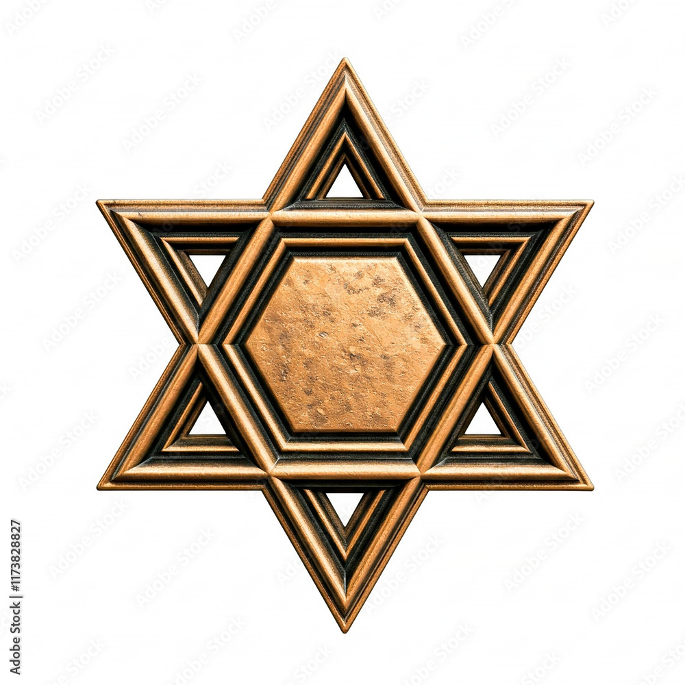 Magen David in bronze metal sign of the Jewish faith Magen David in bronze metal sign of the Jewish faith