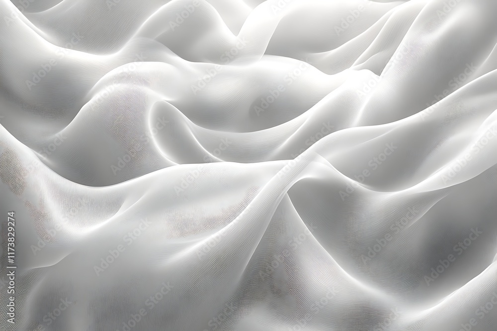 Fototapeta premium White fabric with soft waves and folds.