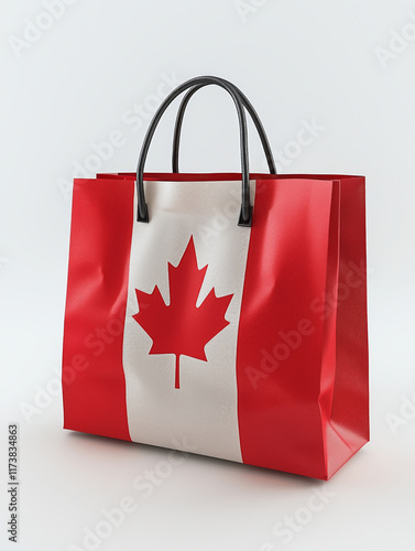 Shopping bag featuring the vibrant Canada flag design for eco-friendly purchases photo