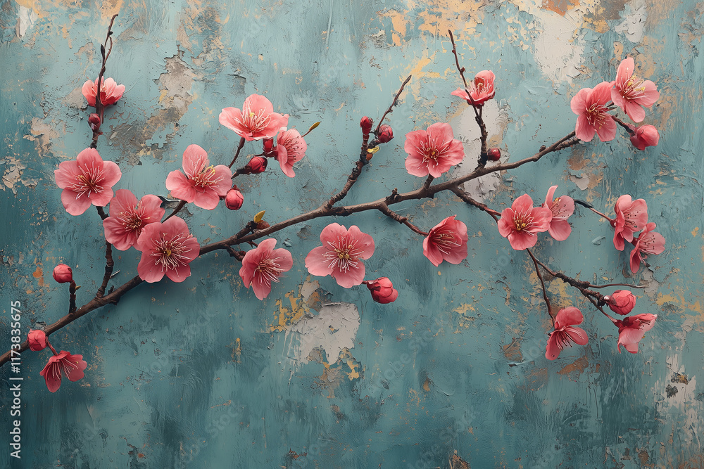 cherry blossom on concrete background