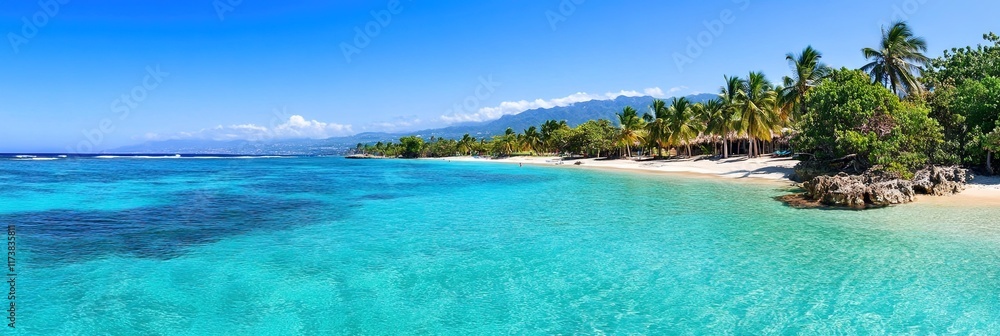 Fototapeta premium spring break and summer vacation tropical beach concept