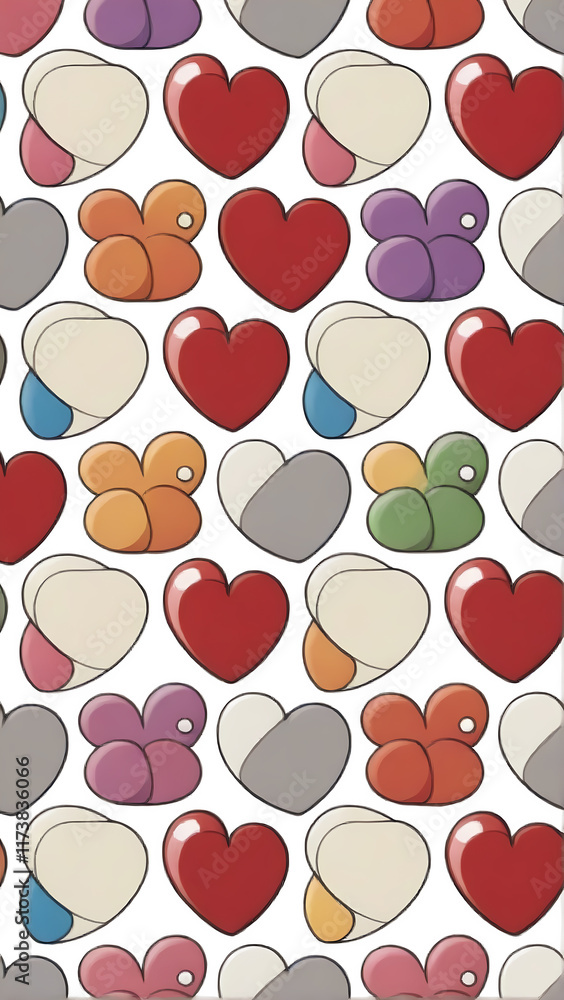 Fototapeta premium seamless pattern with hearts tattoo design, illustration wallpaper 