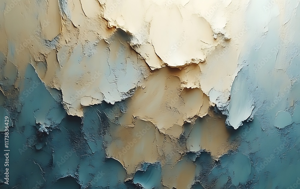 Obraz premium Abstract textured background with blue and beige paint.