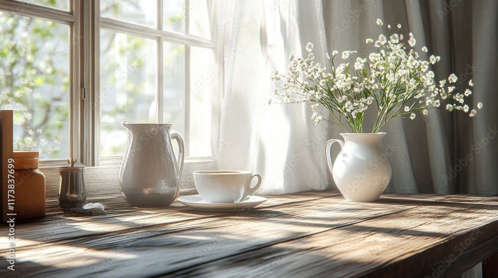 Sunlit Morning Coffee by the Window Sunlit Morning Coffee by the Window