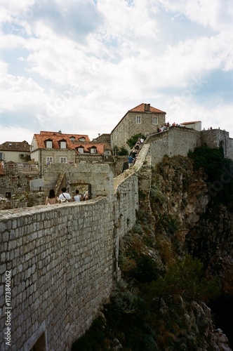 Dubrovnik, Croatia, city wall walk, vintage, 35mm film photo