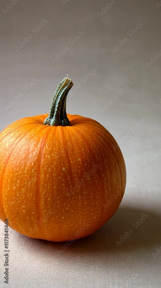 Bright orange pumpkin on a light background ready for decoration or cooking during autumn festivities Bright orange pumpkin on a light background ready for decoration or cooking during autumn festivities