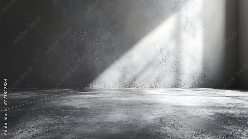 Sunlit empty room with concrete floor and wall. (1) Sunlit empty room with concrete floor and wall. (1)