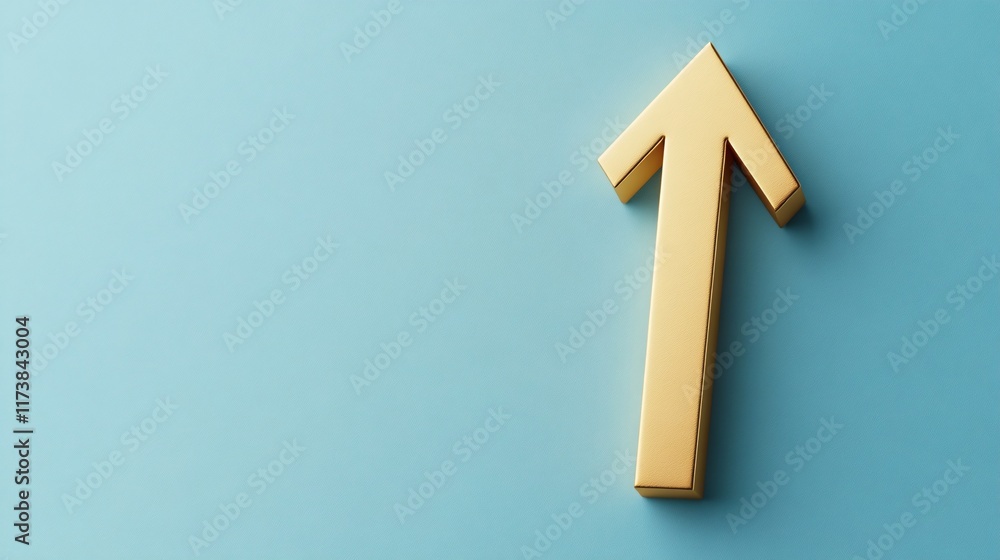 A bold gold arrow pointing upwards against a soft blue background, symbolizing growth and progress. A bold gold arrow pointing upwards against a soft blue background, symbolizing growth and progress.