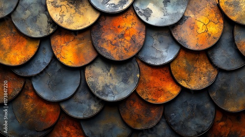 Wallpaper Mural Abstract Metal Scale Pattern Design With Orange And Grey Hues Torontodigital.ca