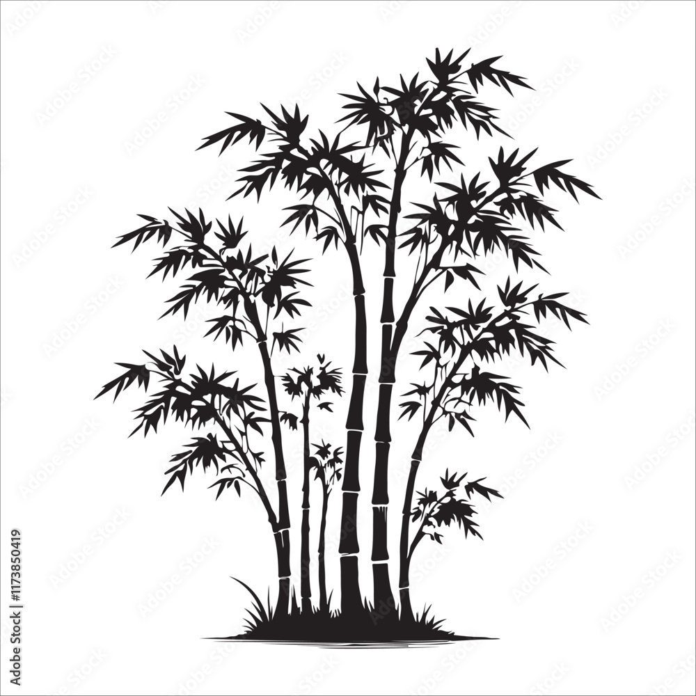 Fototapeta premium Bamboo tree silhouette vector