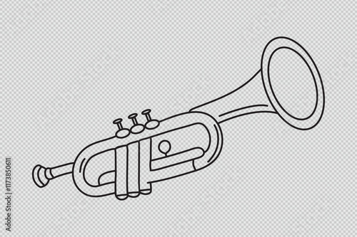 hand-drawn trumpet line art illustration, ideal for music-themed projects, educational materials, and artistic branding
