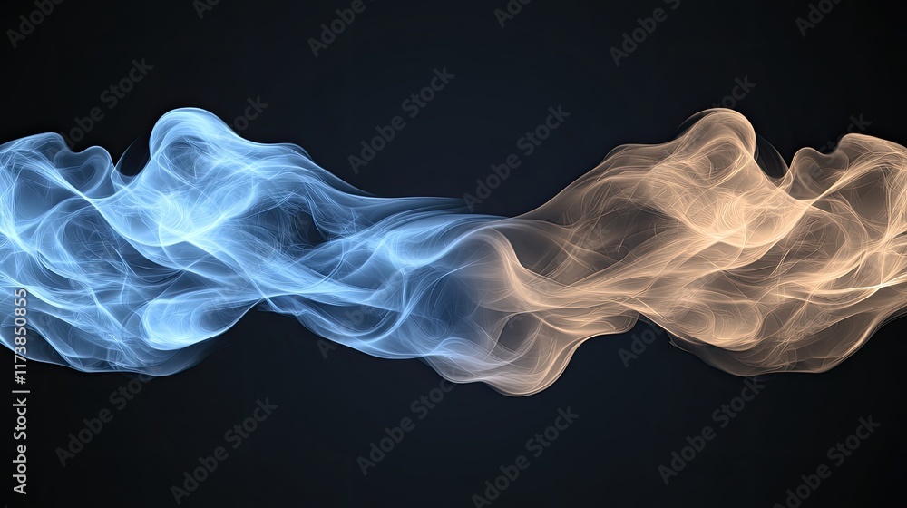 Dynamic red and blue flames blend seamlessly in an abstract smoke explosion, creating a striking visual effect against a dark background Dynamic red and blue flames blend seamlessly in an abstract smoke explosion, creating a striking visual effect against a dark background