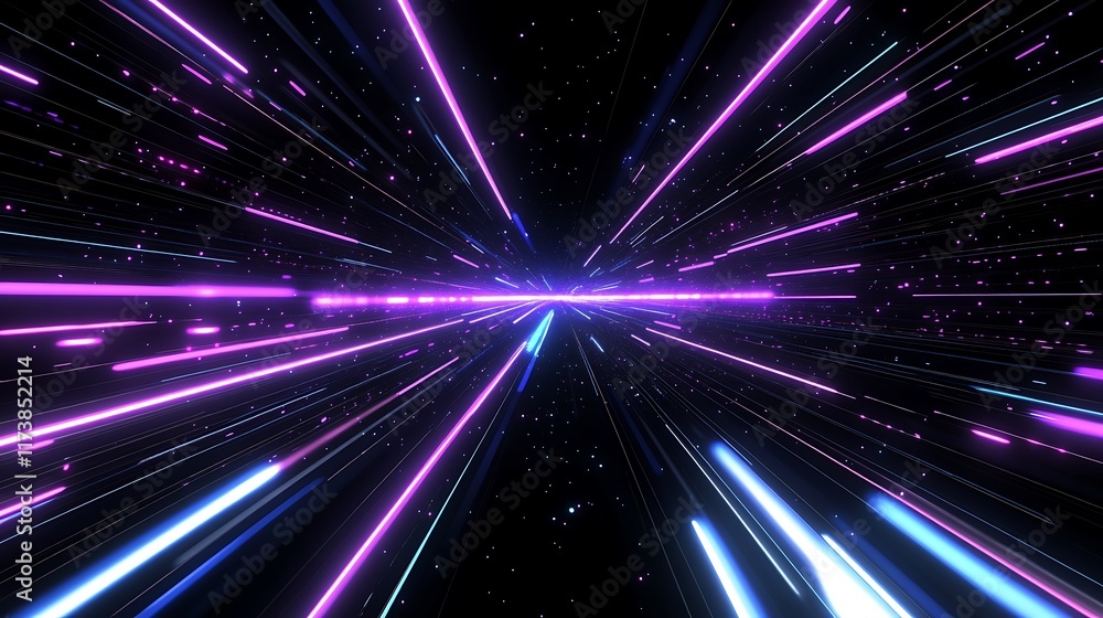 Abstract Neon Lights Streaking Through Dark Space Abstract Neon Lights Streaking Through Dark Space