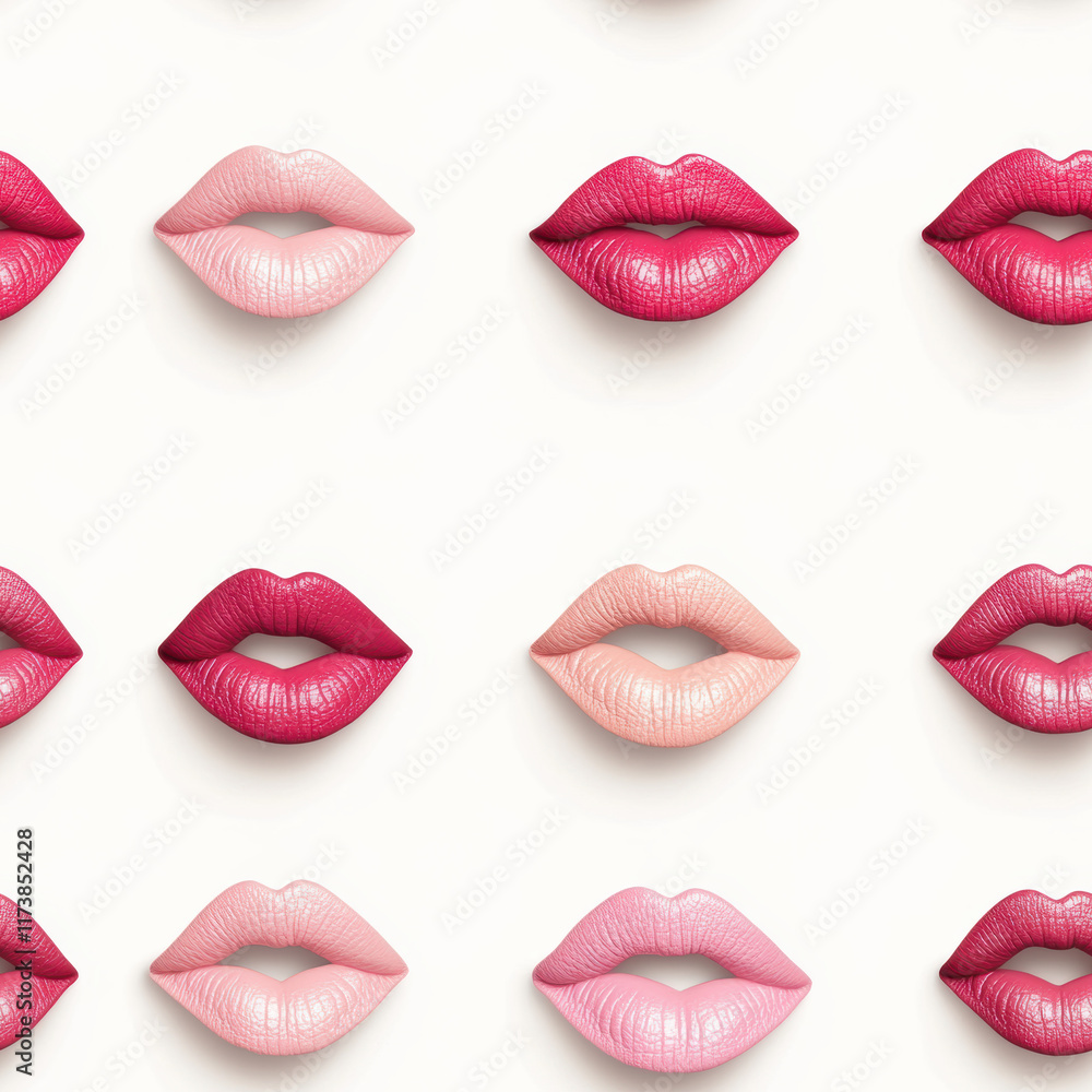 Obraz premium A vibrant collection of colorful lips showcasing various shades of pink and red, perfect for beauty projects. Valentine's day