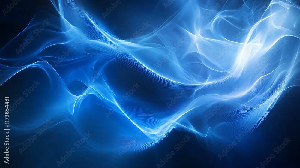 Obraz premium Abstract Blue Light Waves Flowing Dynamically
