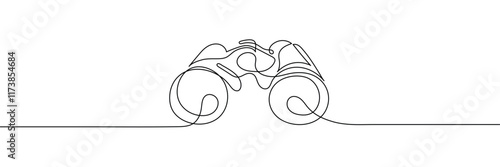 Continuous single line binoculars. Editable line. Vector illustration