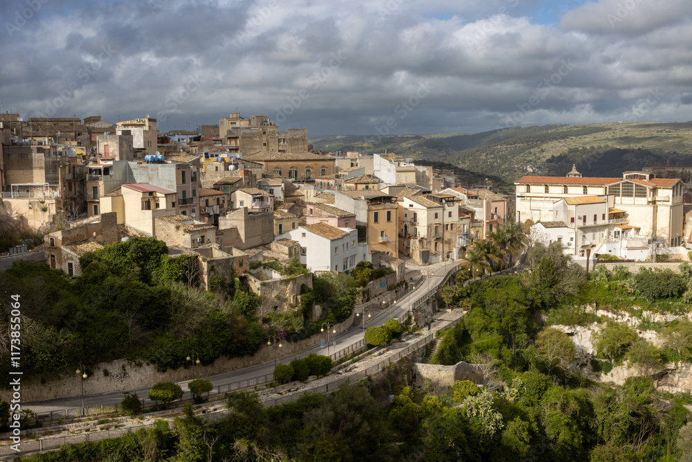 Aerial view on city Ragusa, Sicily, Italy Aerial view on city Ragusa, Sicily, Italy