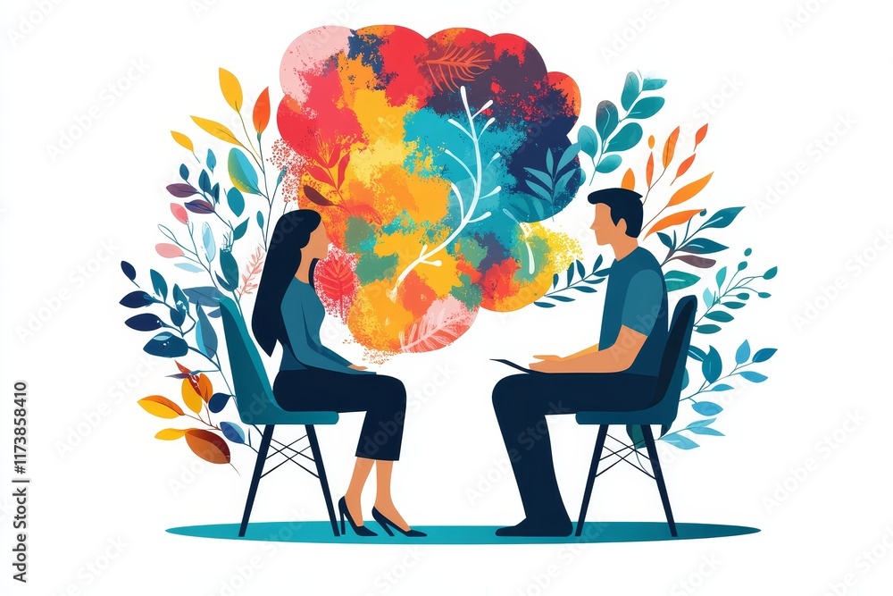 mental health care therapy concept, psychologist counseling to anxiety patient and giving guidance mental therapy care to cure mental health. Generative AI mental health care therapy concept, psychologist counseling to anxiety patient and giving guidance mental therapy care to cure mental health. Generative AI