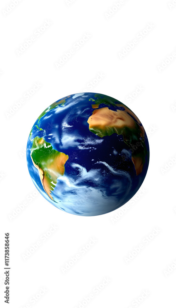 Fototapeta premium Blue planet earth isolated on white background. Clipping path, hyperrealism