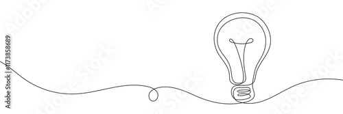 Light bulb isolated on white light bulb one line outline vector art illustration. Editable line.