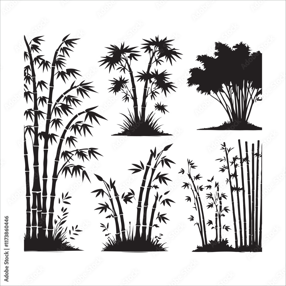 Obraz premium Bamboo tree silhouette vector