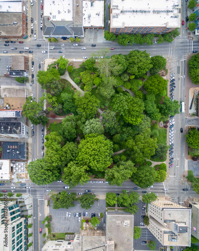 Nash square in Raleigh on a bright day.