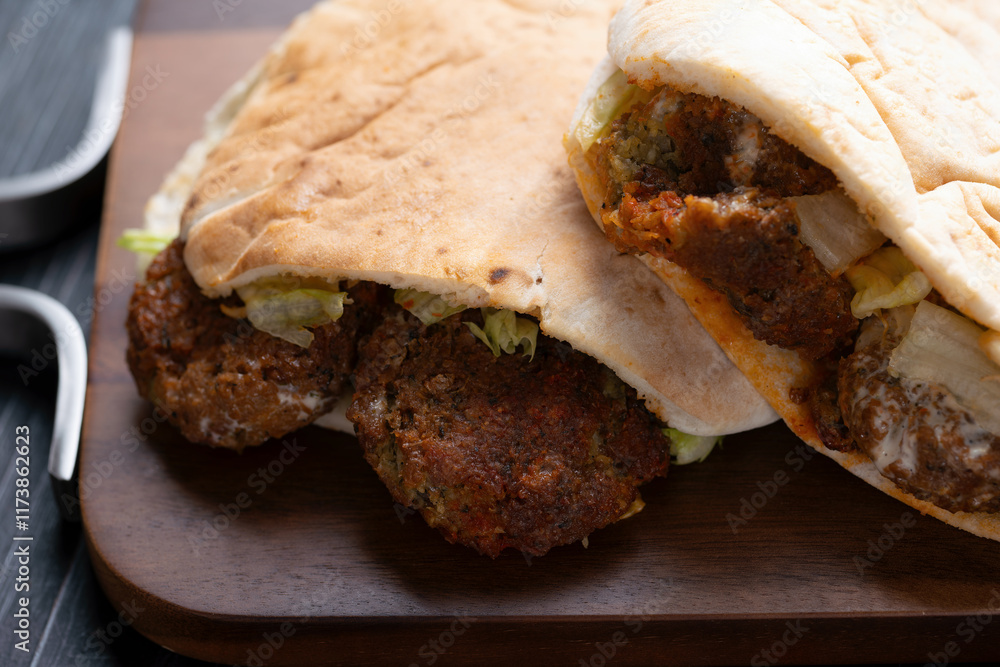 traditional pita falafel sandwich