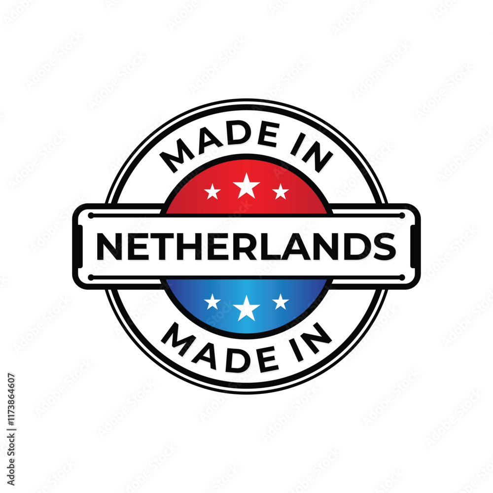Made in Netherlands label icon emblem isolated on white background