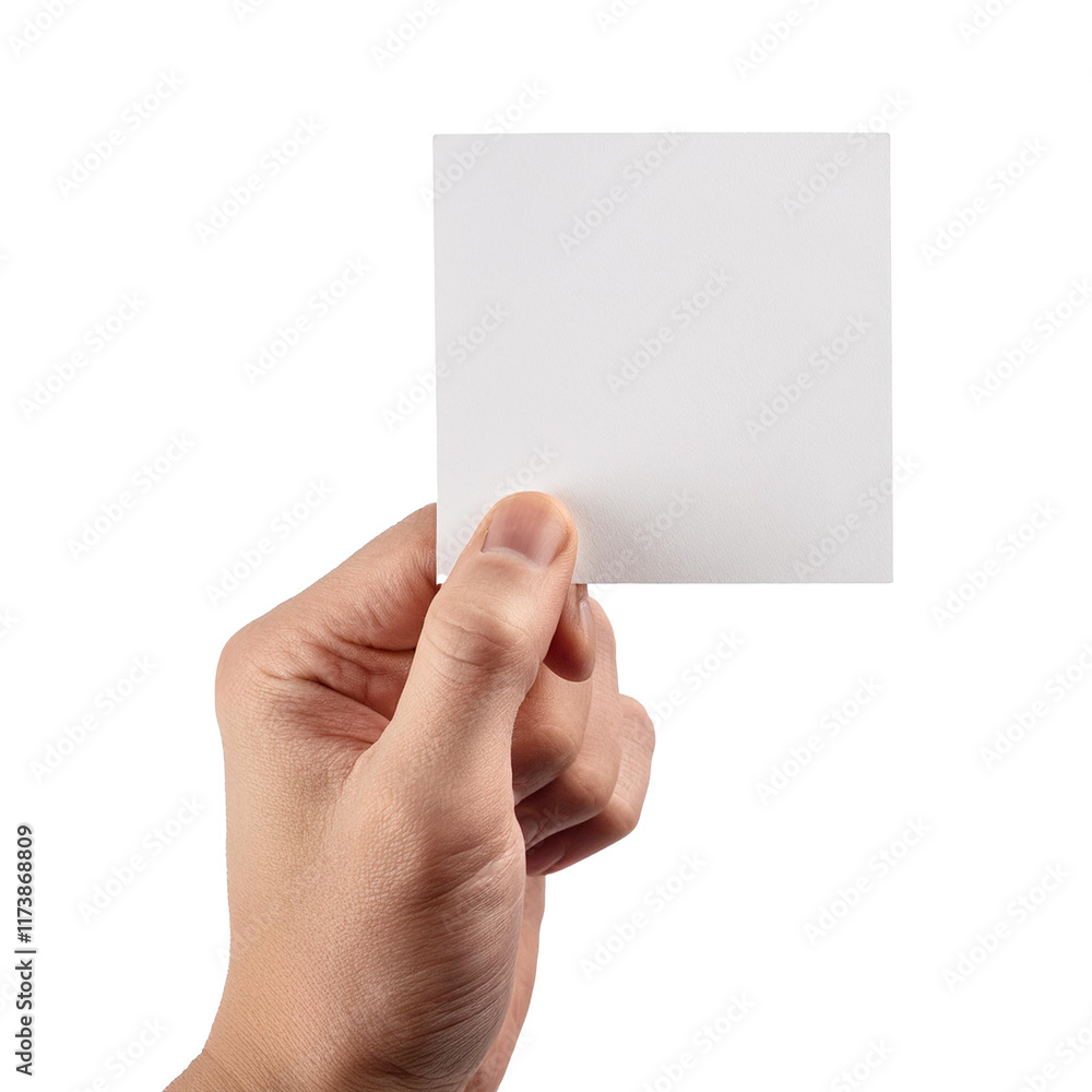 Hand holding a blank card isolated on white background, cut out Hand holding a blank card isolated on white background, cut out