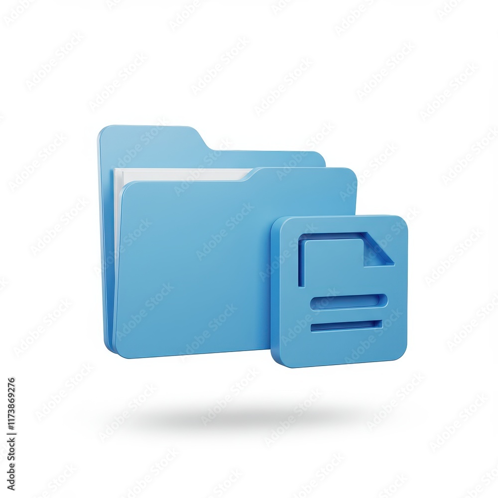 Folder and file 3D icon isolated on white background Folder and file 3D icon isolated on white background