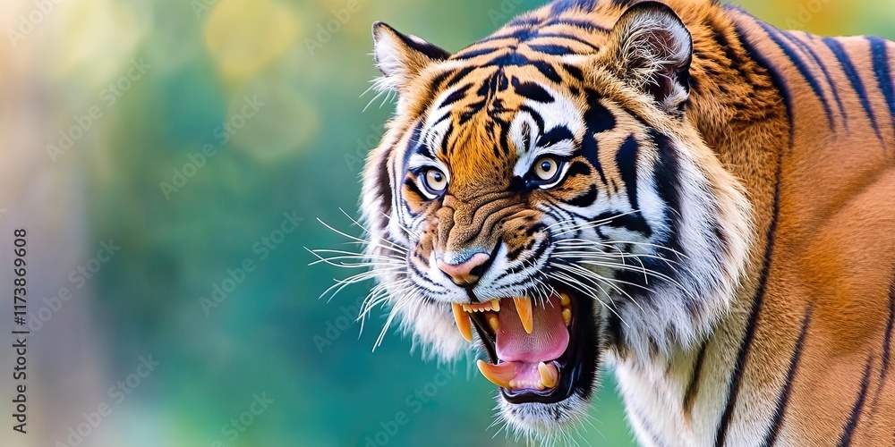 Naklejka premium oil paint tiger on canvas