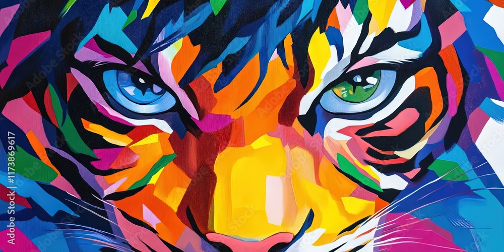 Obraz premium oil paint tiger on canvas