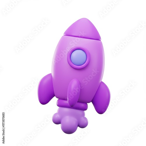 3D rocket icon isolated on white background