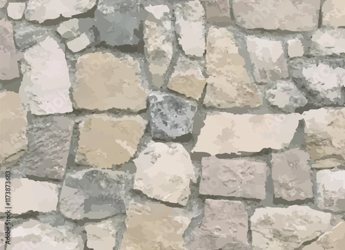 This is the best copy of stones on the wall with a textured background in the form of large or small mountain stones looks realistic and stylish. Stone flooring textures. Light brown stones.