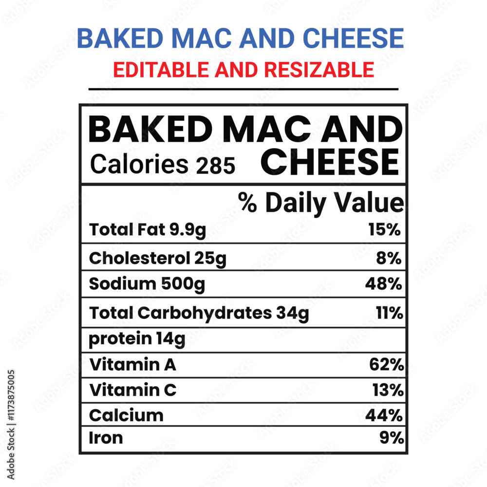 Baked Mac And Cheese Nutrition facts,Baked Mac And Cheese Nutrition facts template,Nutrition facts, vector Baked Mac And Cheese Nutrition facts,Baked Mac And Cheese Nutrition facts template,Nutrition facts, vector